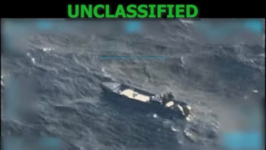 A boat on which Trump said he ordered a military strike. The president said the boat was carrying narcotics from Venezuela. - Donald Trump/Truth Social.