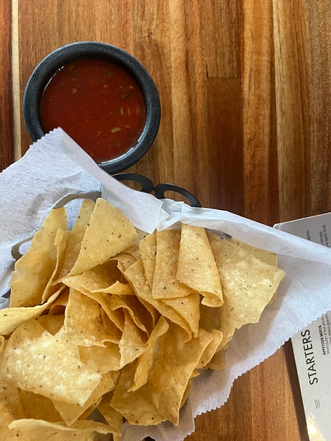 Chips salsa and Mexican guacamole
