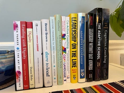 stacks of books on boundaries, equal partnership, parenting, adult learning, women's health, time management, leadership, self-discovery