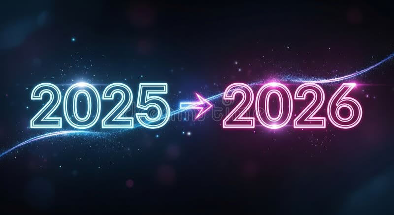 Transition from 2025 To 2026 Stock Illustration - Illustration of  celebration, date: 389128335