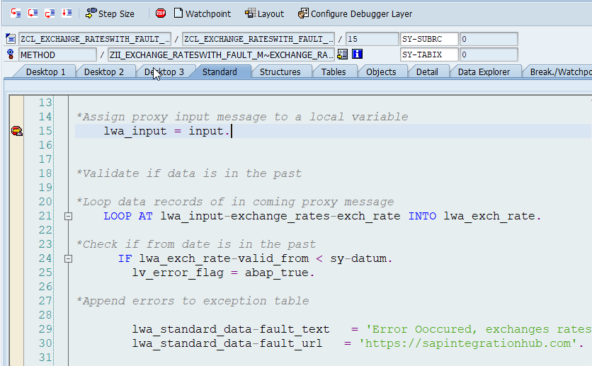 External debugging breakpoint activated in SAP