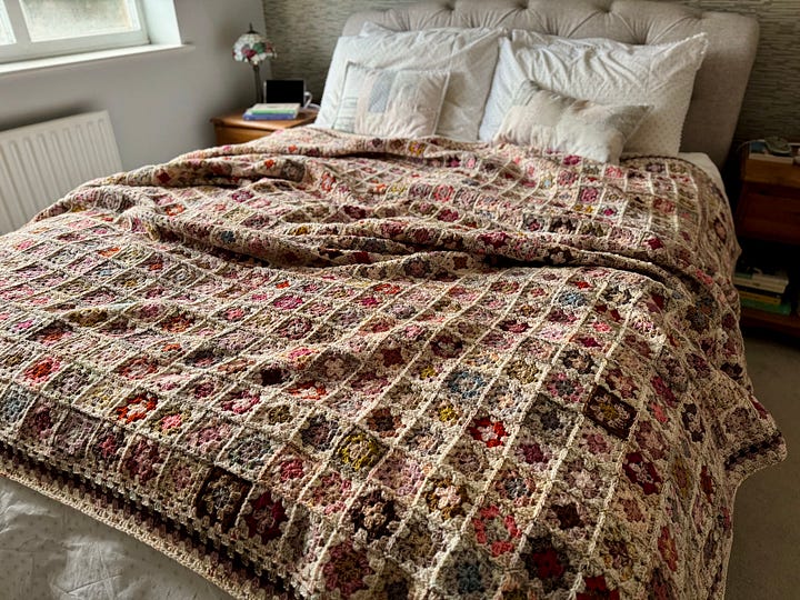 Sitting by the Fire Crochet Granny Square Blanket