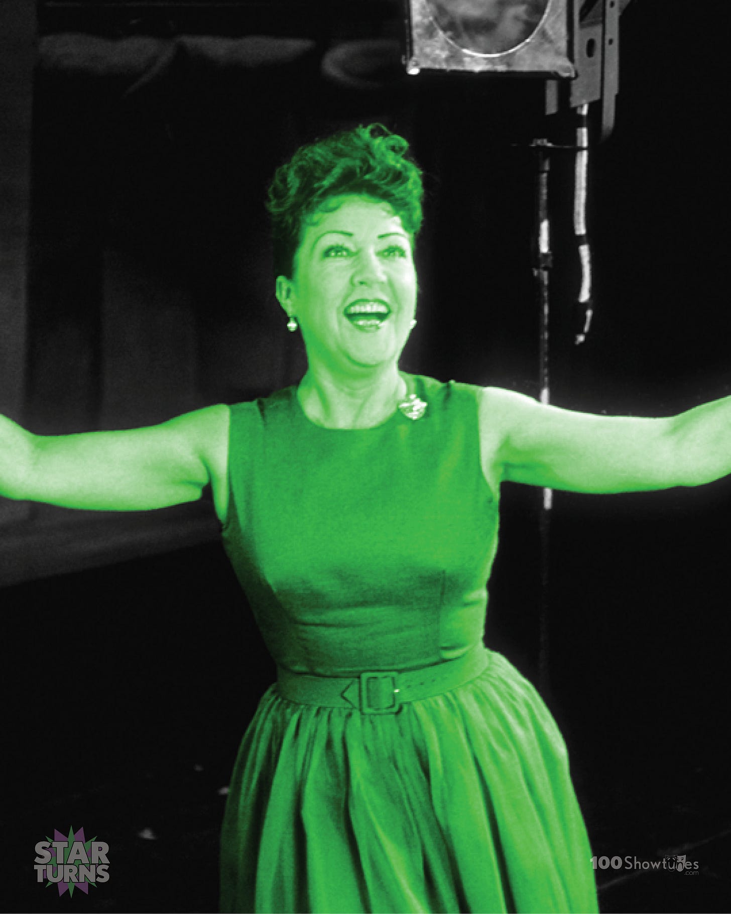 A tinted photo of Ethel Merman