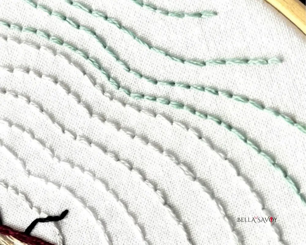 wavy rows of back stitches