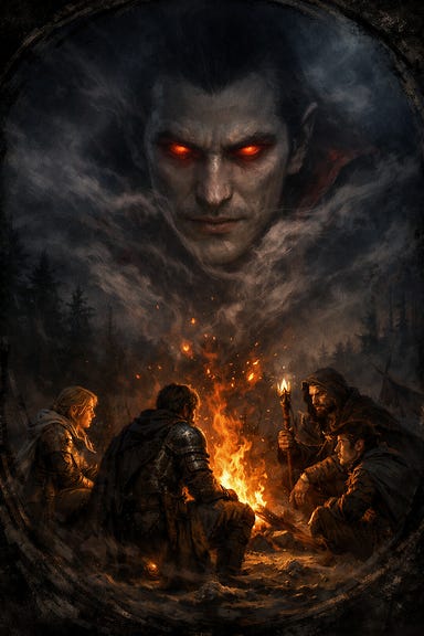Adventuring party under Strahd's scrying gaze