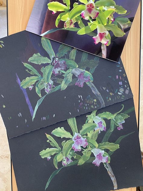 Unfinished floral and figurative artwork by Wren Allen.