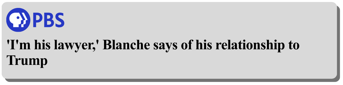 'I'm his lawyer,' Blanche says of his relationship to Trump