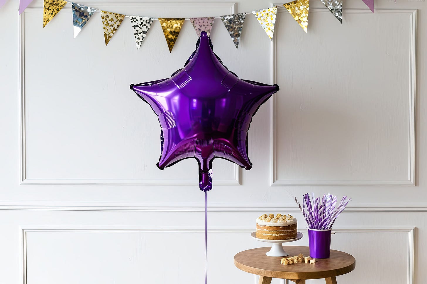 a mylar purple star balloon