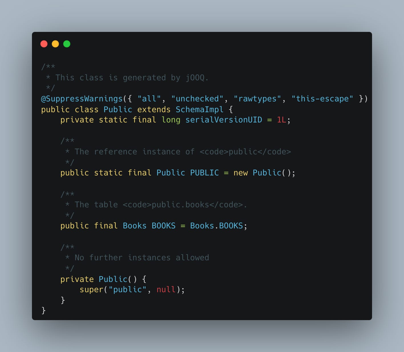 jOOQ Generated Public Schema
