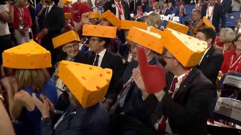Why were people wearing cheese hats at the Republican National Convention in Milwaukee? | The Nightly Why were people wearing cheese hats at the Republican National Convention in Milwaukee? | The Nightly