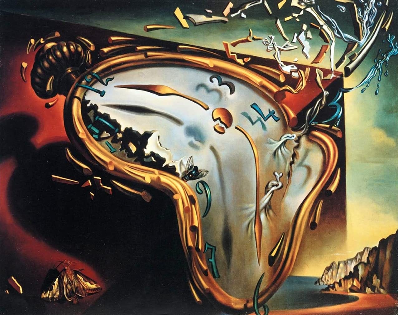 Salvador Dali Wall Art Dalí Melting Clock Surrealist Framed Painting Canvas  Art for Bedroom Livingroom Decoration Ready to Hang