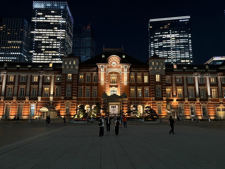 Tokyo station and scenes nearby.