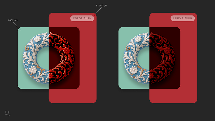 Substractive blending modes samples.