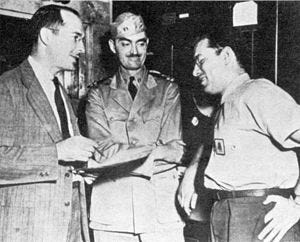 Robert Heinlein, L. Sprague de Camp, and Isaac Asimov in 1944 Robert Heinlein, L. Sprague de Camp, and Isaac Asimov in 1944