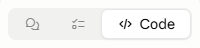 Claude Desktop's Code tab button, selected, shown isolated in the top navigation bar. Claude Desktop's Code tab button, selected, shown isolated in the top navigation bar.