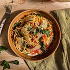 heirloom tomato cold spaghetti with whipped cottage cheese