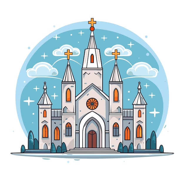Premium Vector | Catholic church building cathedral Cartoon ... Premium Vector | Catholic church building cathedral Cartoon ...