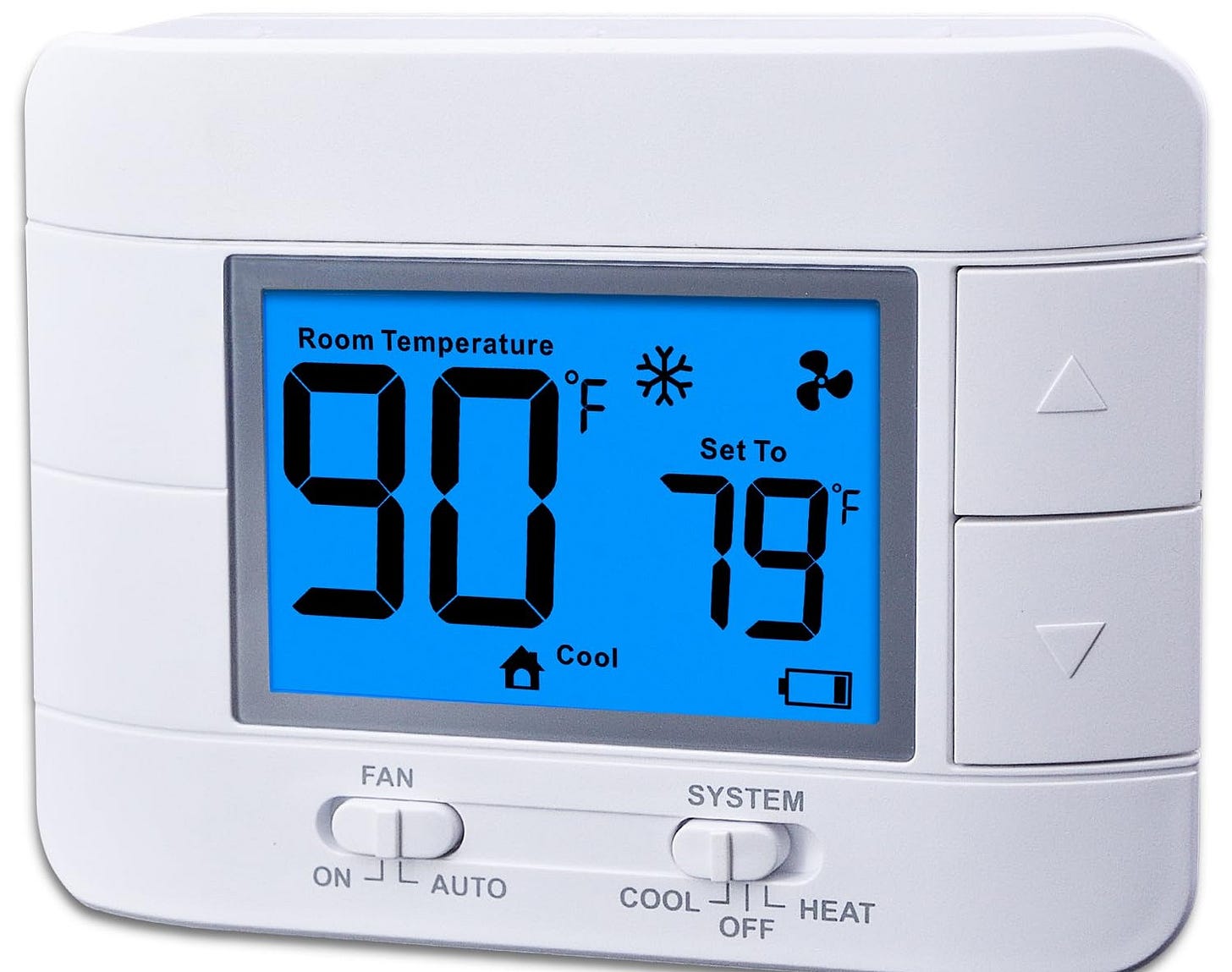 Non Programmable Thermostat for Home - Single Stage 1H/1C, with Room  Temperature & Humidity Display and Large Blue LCD - Amazon.com