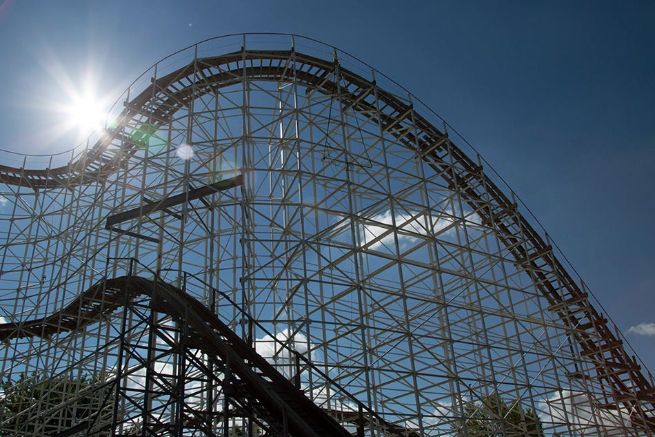 The Cornball Express coaster at Indiana Beach