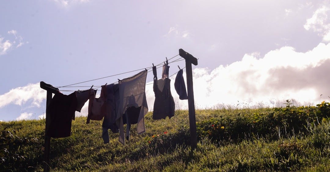 Clothes hanging out to dry on a clothes line