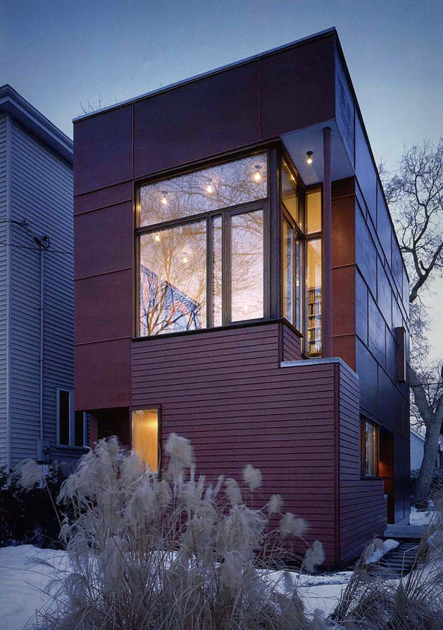 Craven Road House, a red rectangular minimalist-style house. Craven Road House, a red rectangular minimalist-style house.