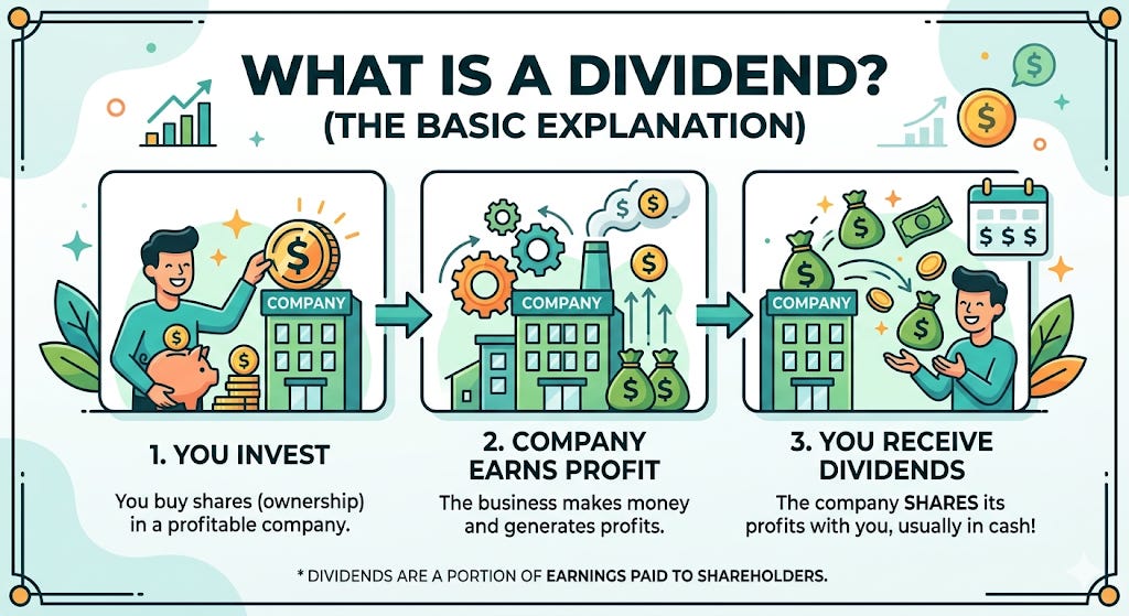 Visual that explains what a dividend is