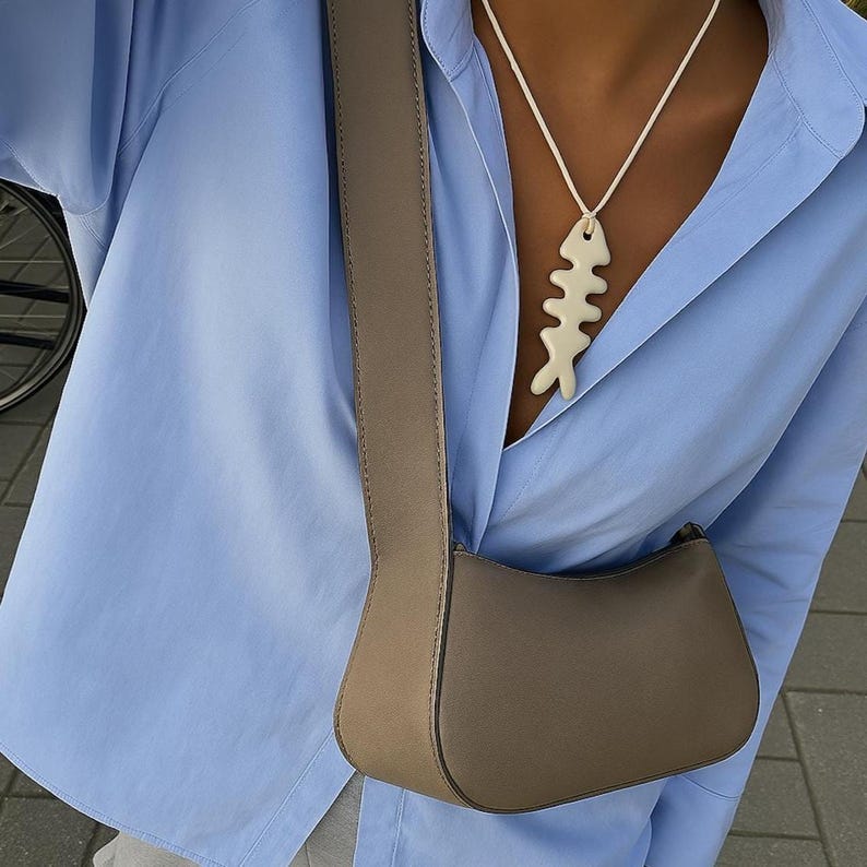 Sardine Fishbone Ceramic Necklace image 1