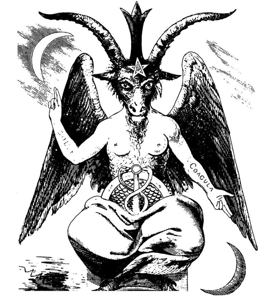 Decoding the symbols on Satan's statue - BBC News