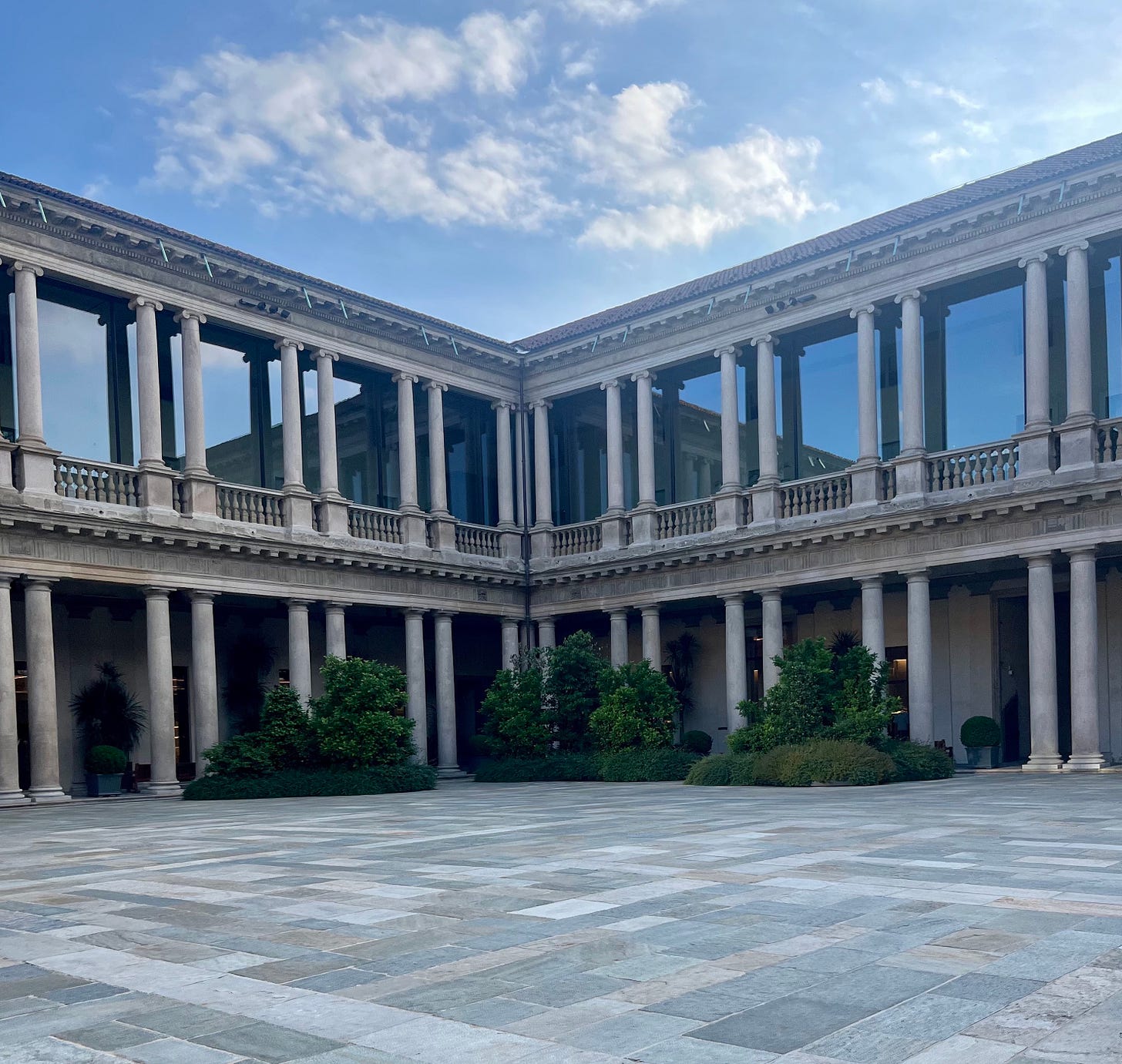 The courtyard at Portrait Milano in Italy.