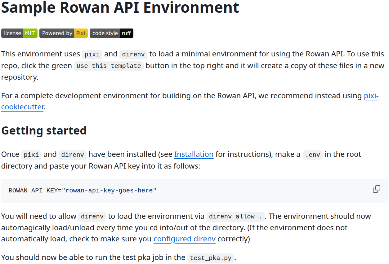 Rowan sample environment