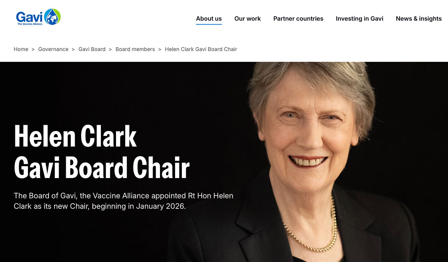 Gavi Board chair Helen Clark, es NZ PM Gavi Board chair Helen Clark, es NZ PM