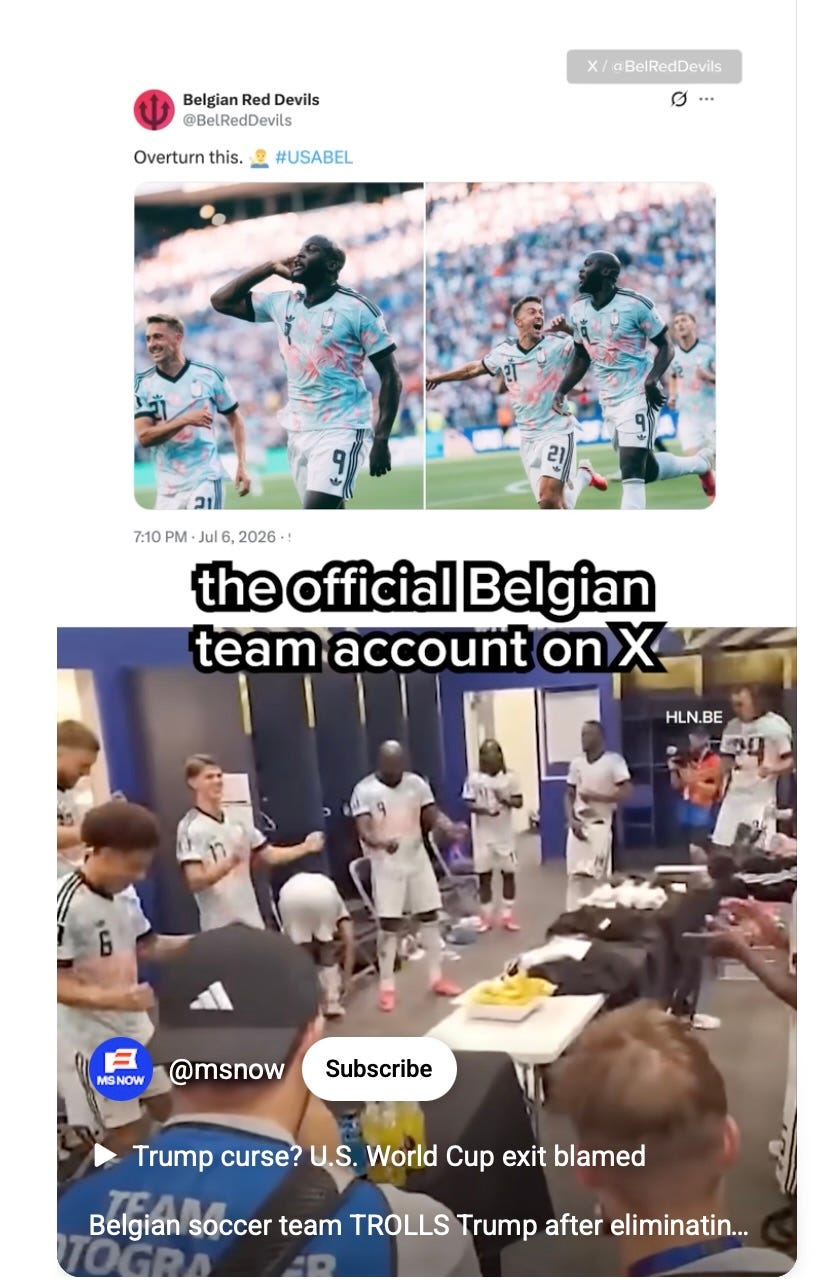 Video of Belgian soccer team trolling Trump after their victory over the US Video of Belgian soccer team trolling Trump after their victory over the US