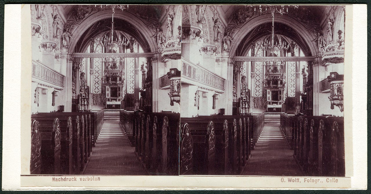 Stereoscopic photograph of the city church in Celle