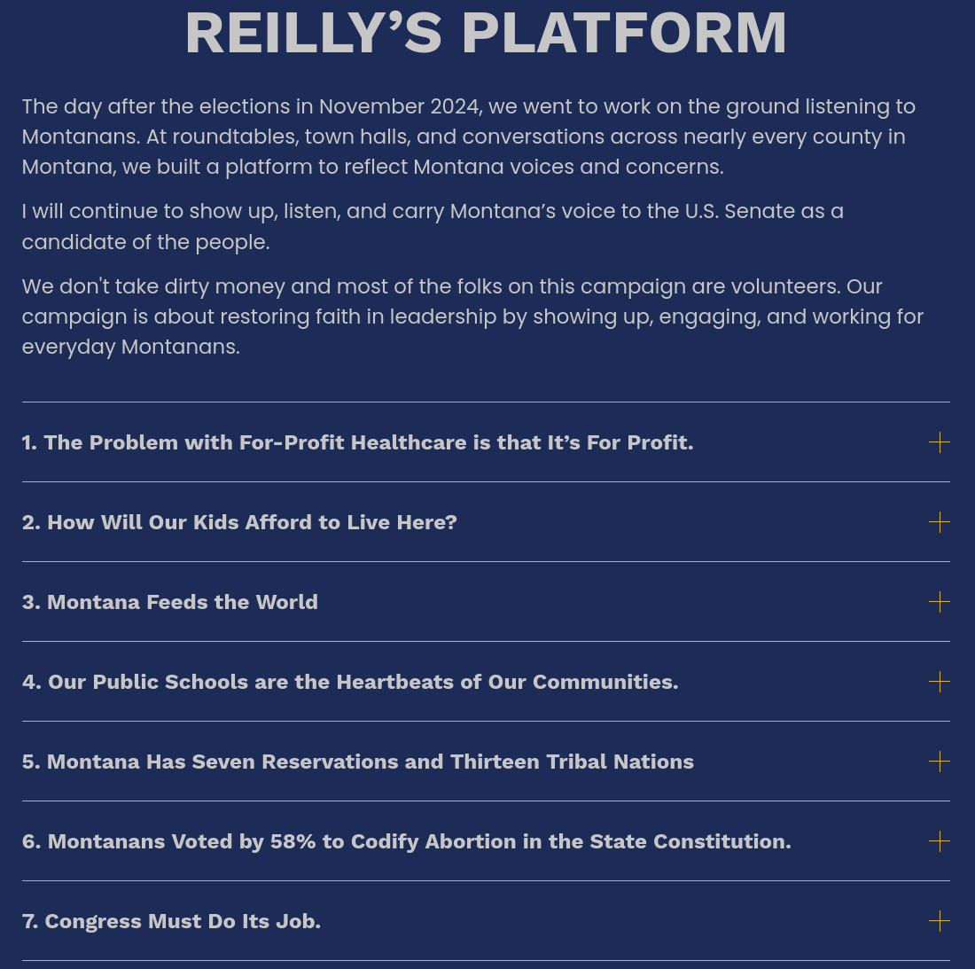 Reilly Neil's platform for the 2026 Democratic MT-01 House of Representatives election Reilly Neil's platform for the 2026 Democratic MT-01 House of Representatives election