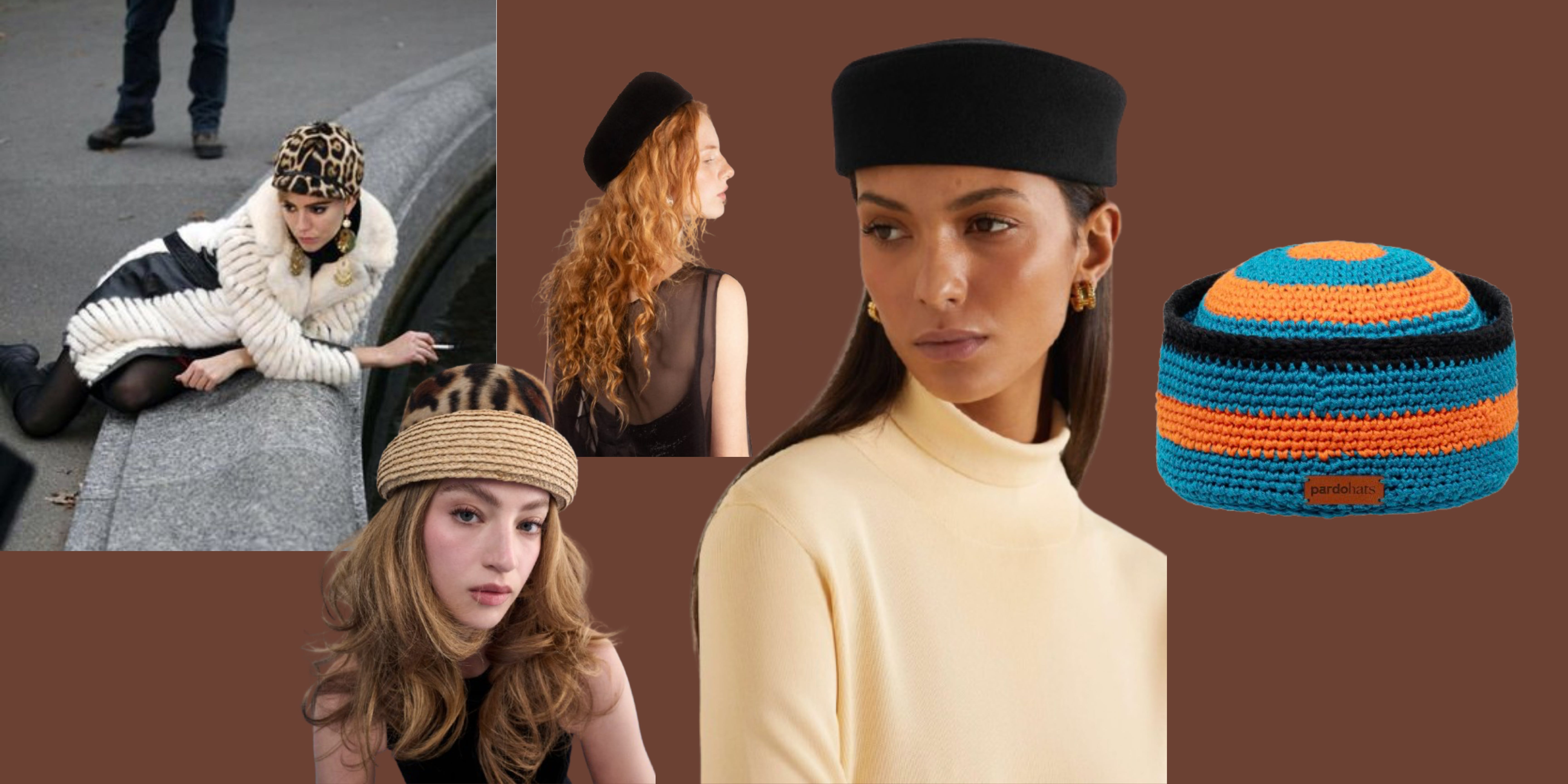 Lola  Vintage Pillbox Bucket Brown Hat 1950s Brown Velvet Pillbox Hat, Large Bow | Go From Day to Night main image 2
