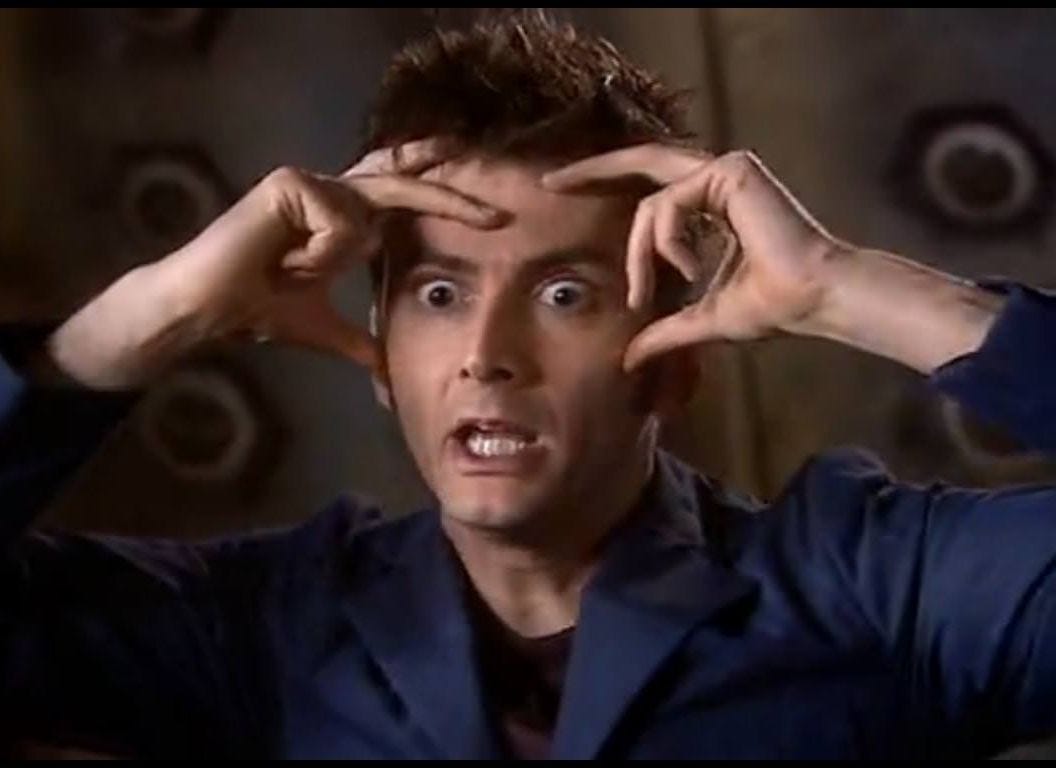 Tenth Doctor mind blown meme
