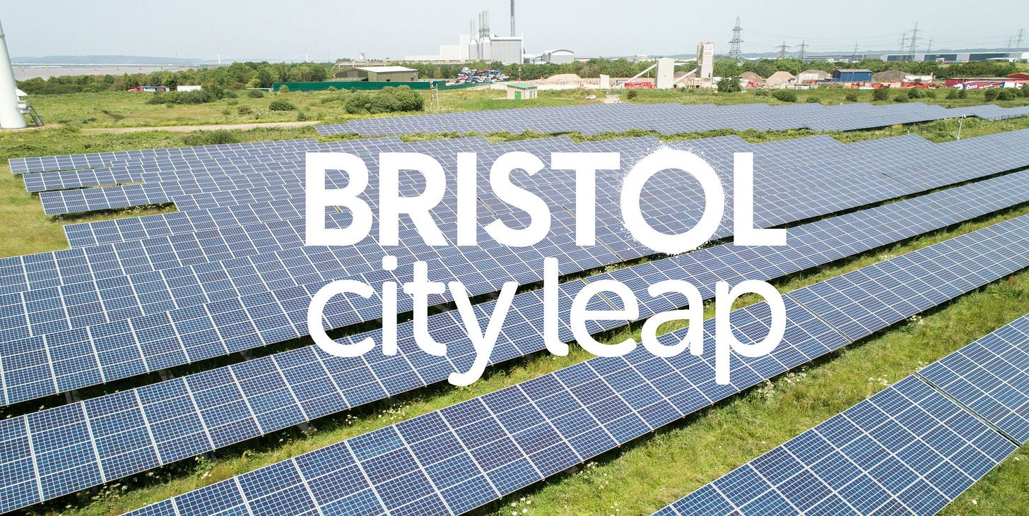 Bristol City Leap solar panel array — the joint venture between Bristol City Council and Ameresco delivering the city's heat network and low carbon energy infrastructure.