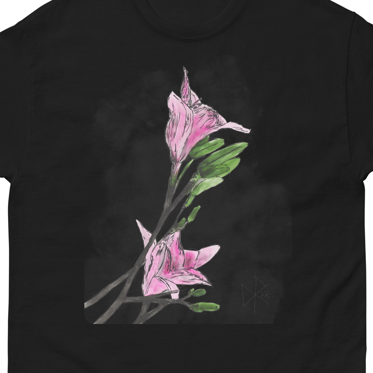 Pink lilies. Sketch art by Don Rice.