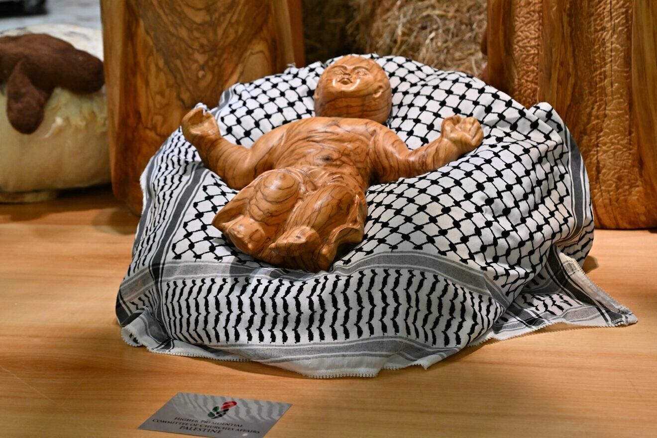 Photo of baby Jesus on a keffiyeh featured in Vatican nativity scene - JNS.org Photo of baby Jesus on a keffiyeh featured in Vatican nativity scene - JNS.org