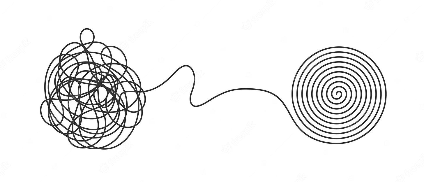 Chaos en orde bedrijfsconcept vlakke stijl ontwerp vectorillustratie  geïsoleerd op een witte achtergrond | Premium Vector