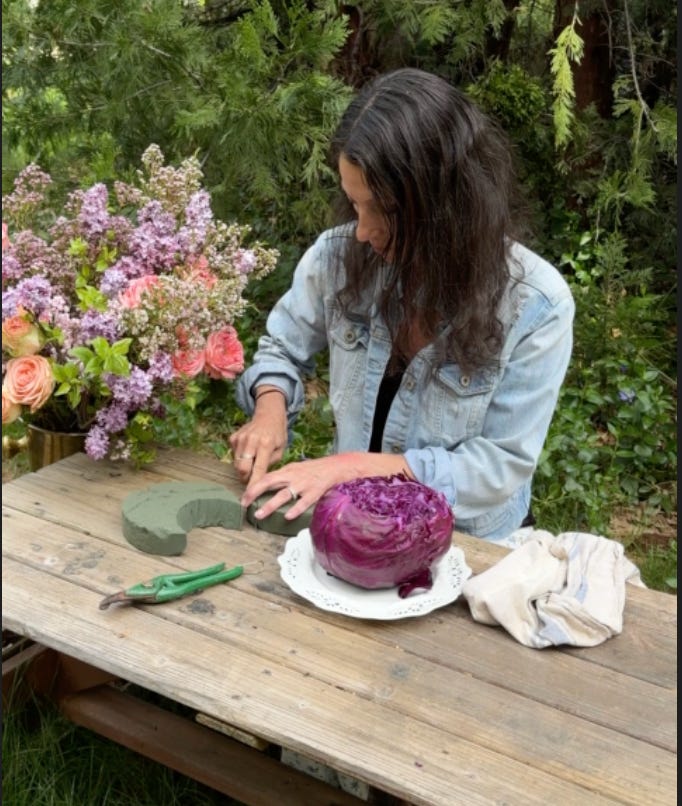Beautiful & Easy DIY Cabbage Flower Arrangement - French Country Cottage
