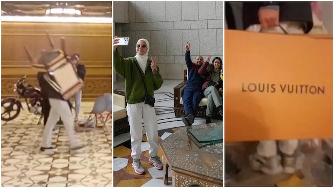 Syrians looted whatever they found in the president's palace.