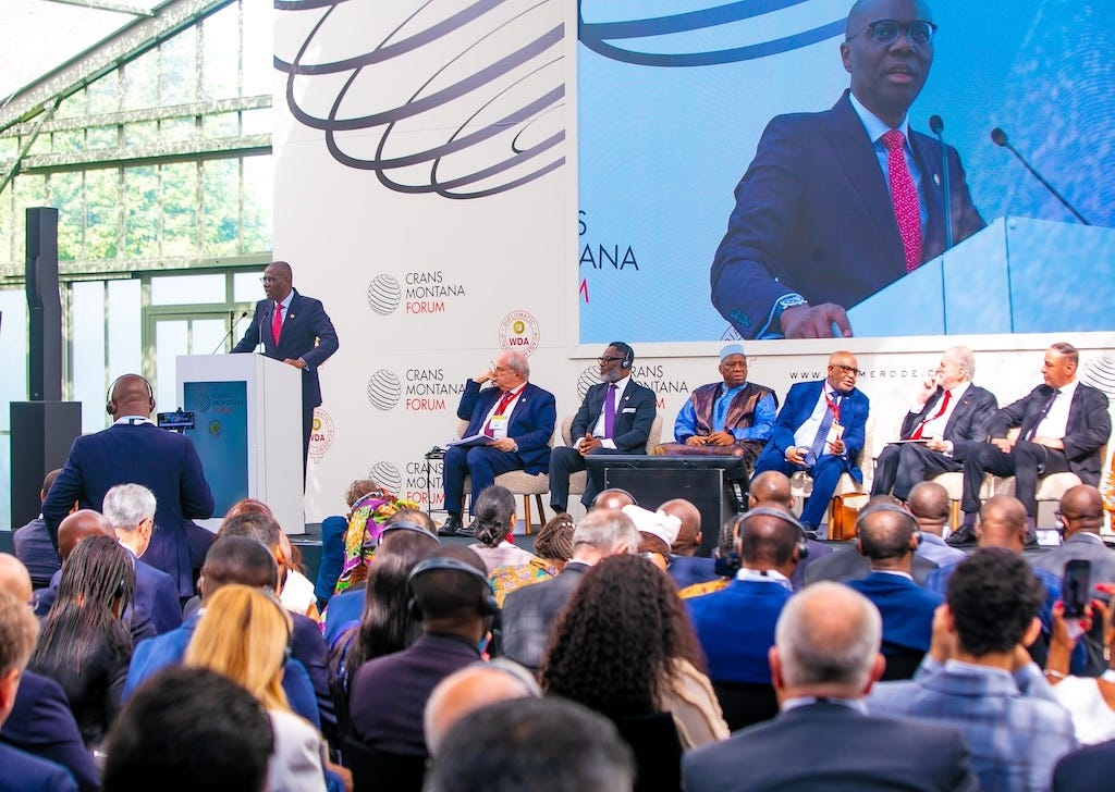 Lagos State Governor, Babajide Sanwo-Olu, delivered a speech at the 36th annual session of the Crans Montana Forum in Belgium on June 27, 2024. Credit: Babajide Sanwo-Olu / X Lagos State Governor, Babajide Sanwo-Olu, delivered a speech at the 36th annual session of the Crans Montana Forum in Belgium on June 27, 2024. Credit: Babajide Sanwo-Olu / X