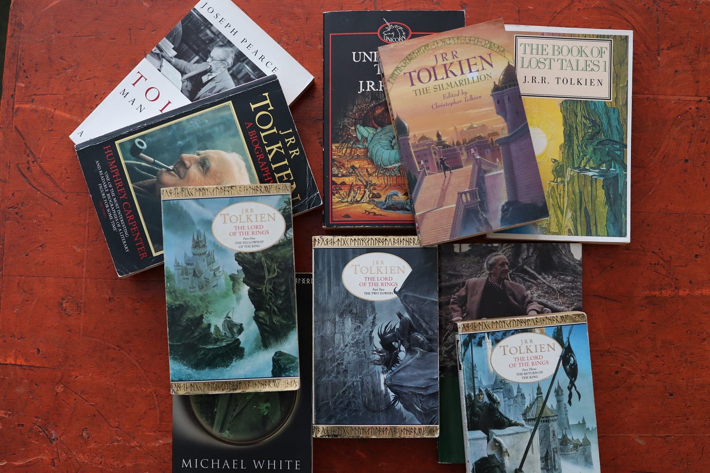 Collection of Tolkien books and biographies