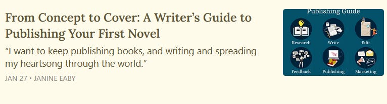 From Concept to Cover: A Writer's Guide to Publishing your First Novel.