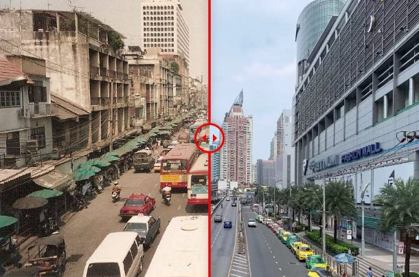 A split screen of a city street

Description automatically generated