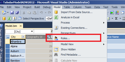 tabular models BISM roles tabular models BISM roles
