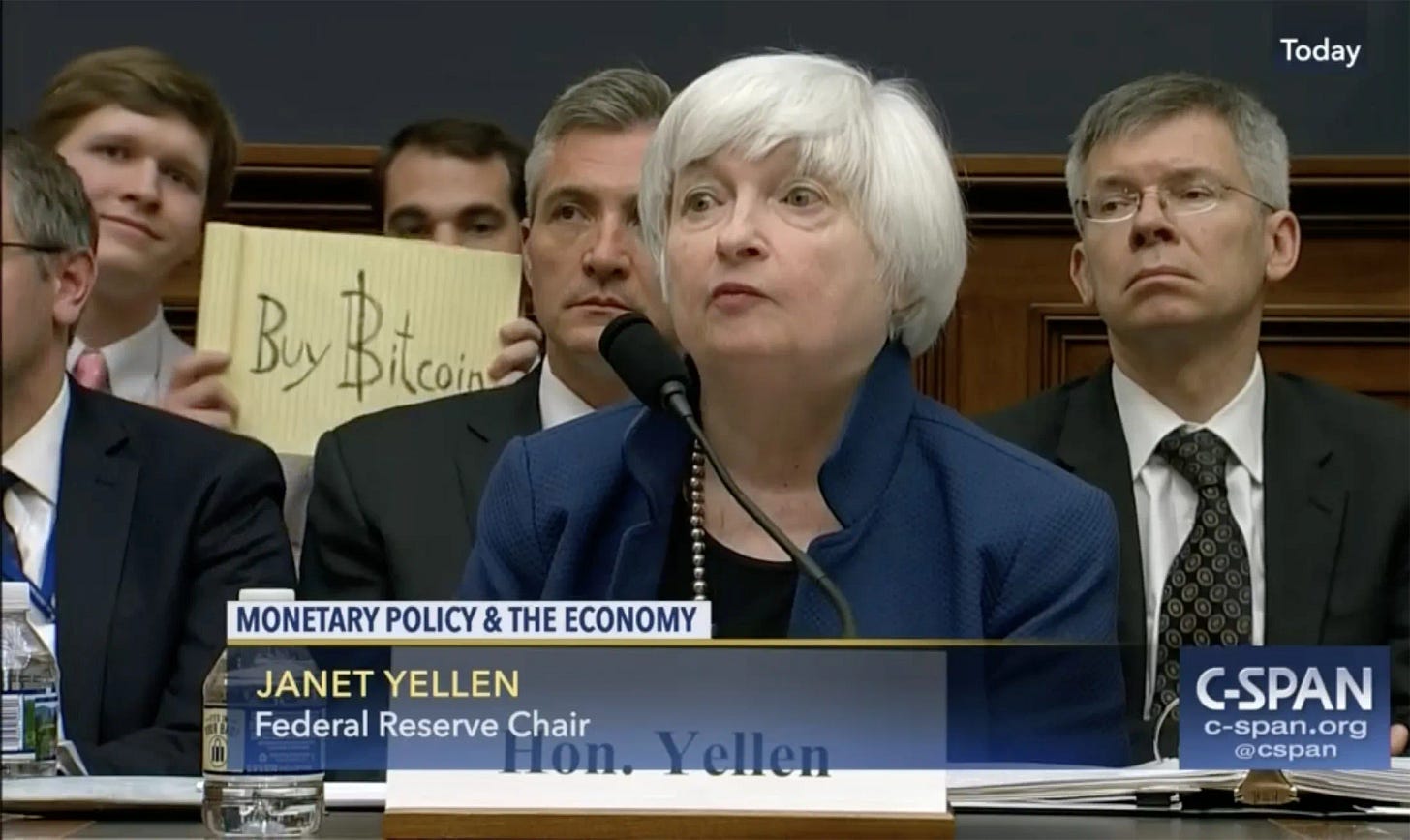 Buy Bitcoin' Sign Shown Behind Janet Yellen Sells for $1 Million at Auction  - Bloomberg