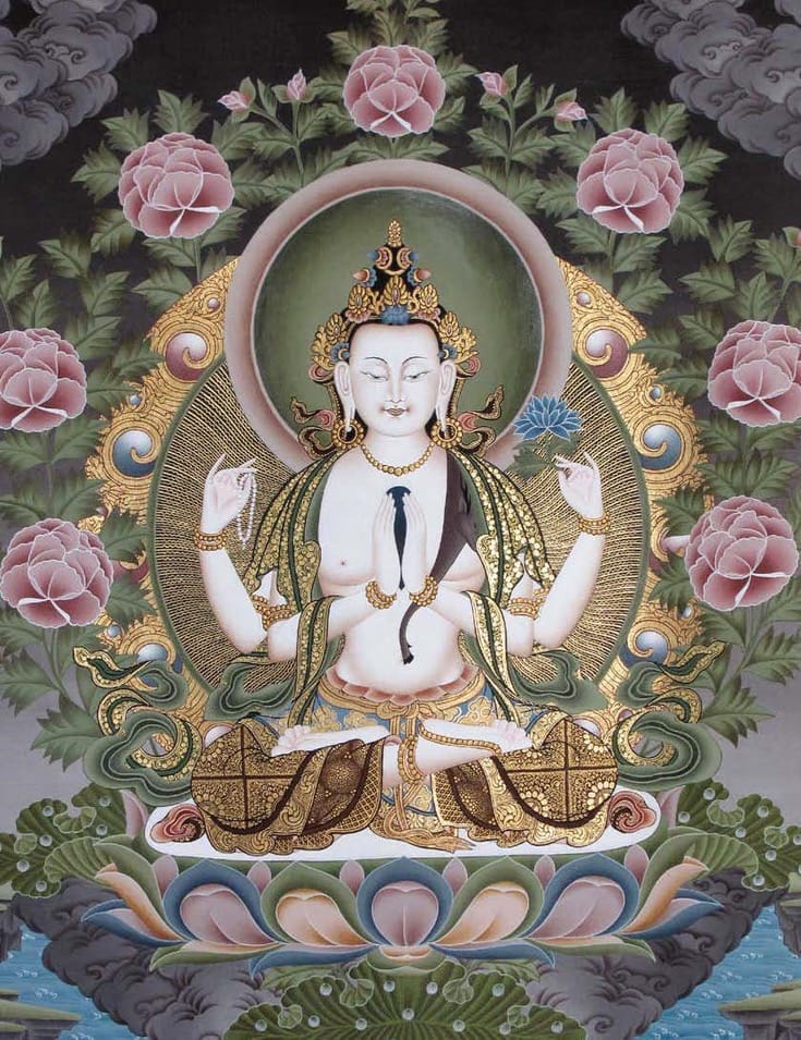 Tonglen. Thangka of Avalokiteshvara. Painting. Tonglen. Thangka of Avalokiteshvara. Painting.