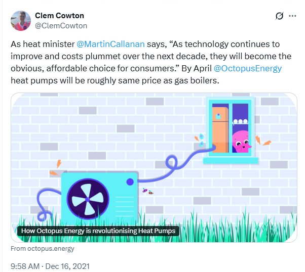 Figure 7 - By April 2022 Heat Pumps Will COst the Same as Gas Boilers